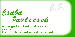 csaba pavlicsek business card